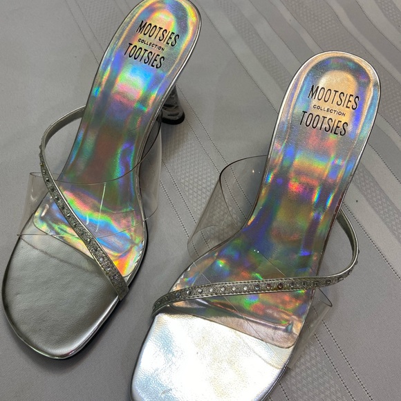 Mootsies Tootsies Collection Womens Clear Rhinestone Embellished Heels size 7.5 - Picture 3 of 5